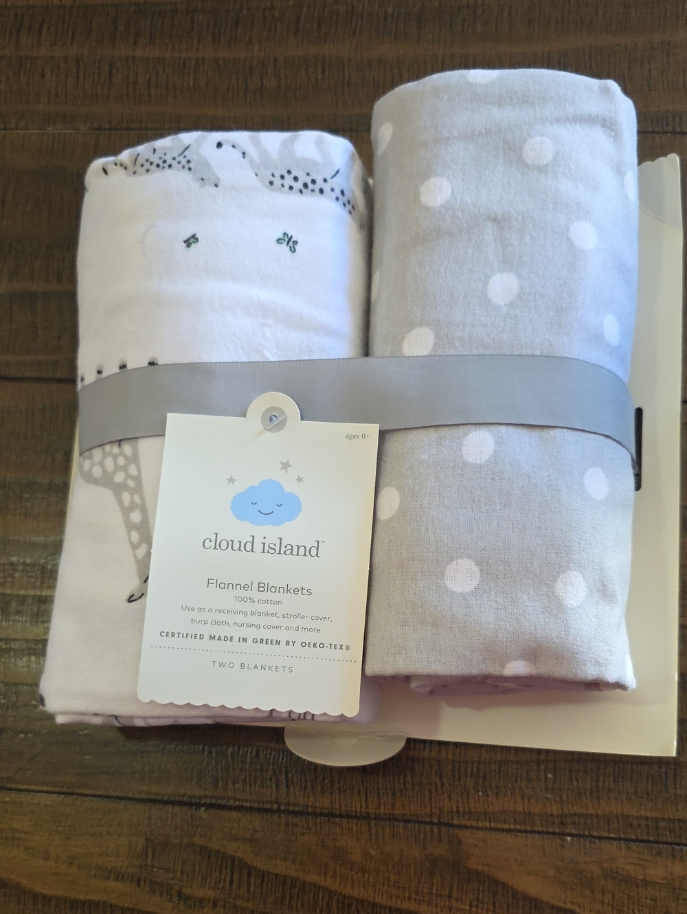 cloud island Gray and White Polka Dot & Printed Baby Flannel Blanket Set
